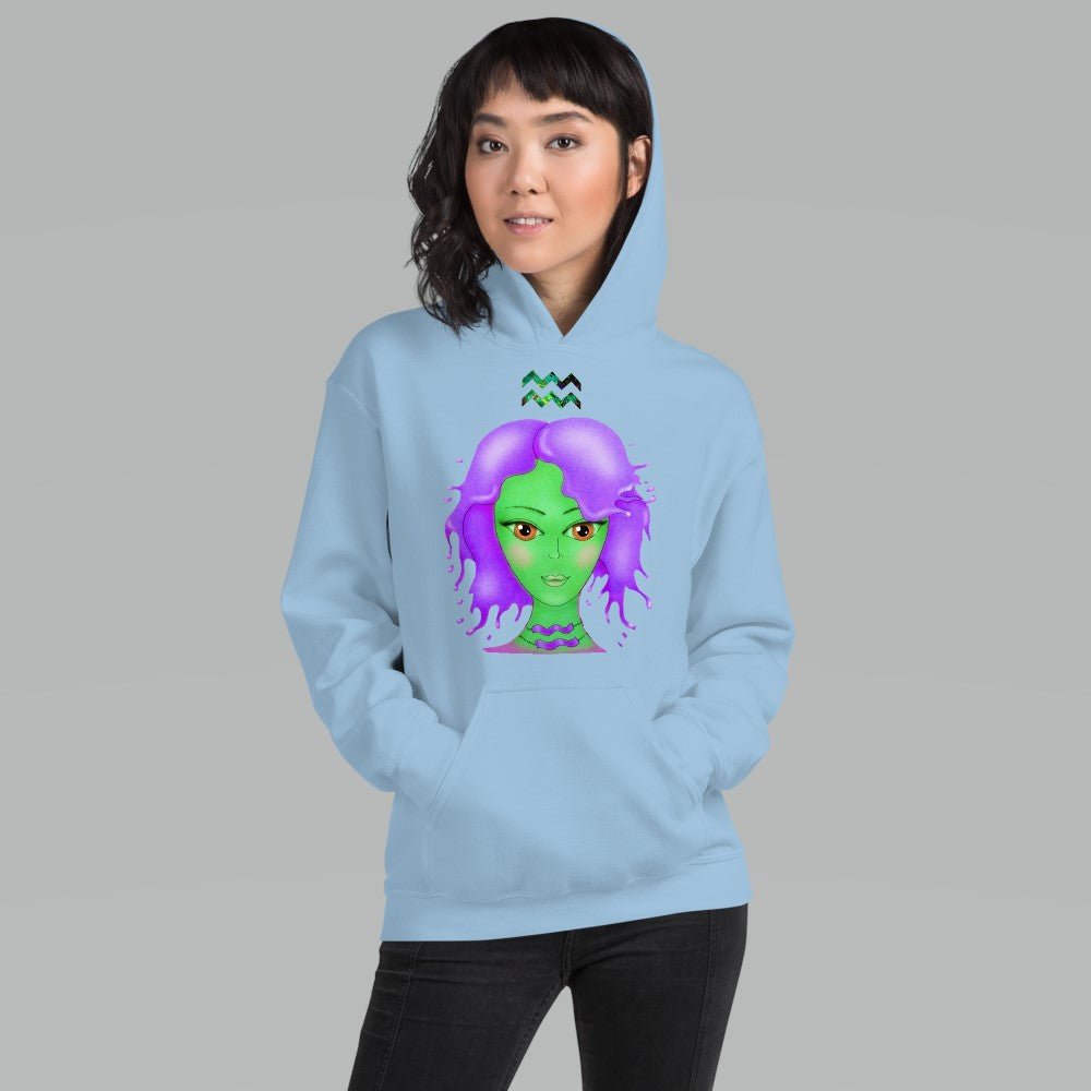Athletic Casualwear Hoodie for Women- Aquarius Sun Sign. WickedYo.